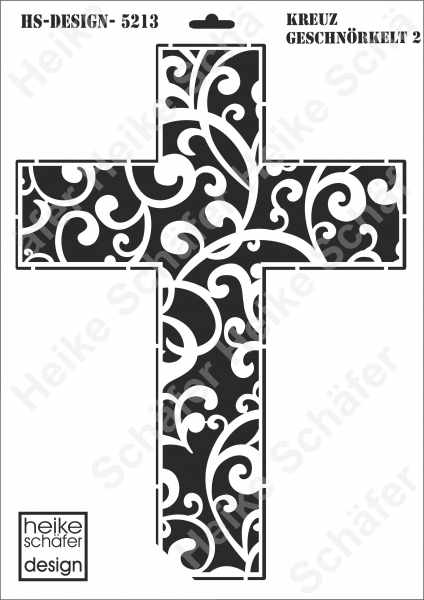 Schablone-Stencil A3 398-5213 Kreuz geschnörkelt